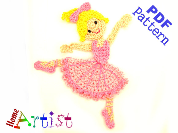 Crochet Pattern - Instant PDF Download - Ballerina 1 crochet pattern applique