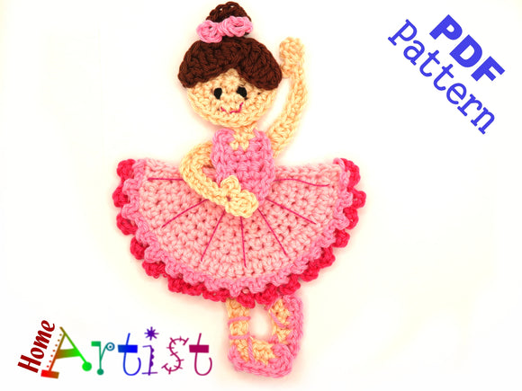 Crochet Pattern - Instant PDF Download - Ballerina 6 crochet pattern applique