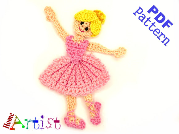 Crochet Pattern - Instant PDF Download - Ballerina crochet pattern applique