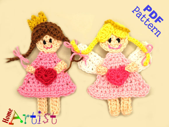 Crochet Pattern - Instant PDF Download - Angel Princess Crochet Applique Pattern applique