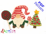 Crochet Pattern - Instant PDF Download - Christmas Gnome 2 - Crochet   applique