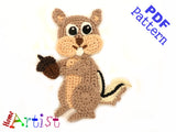 Chipmunk Crochet Applique Pattern -INSTANT DOWNLOAD