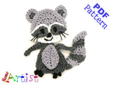 Raccoon Crochet Applique Pattern -INSTANT DOWNLOAD