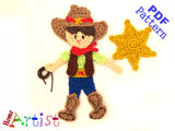 Crochet Pattern - Instant PDF Download - Cowboy Cowgirl Sheriff crochet pattern applique