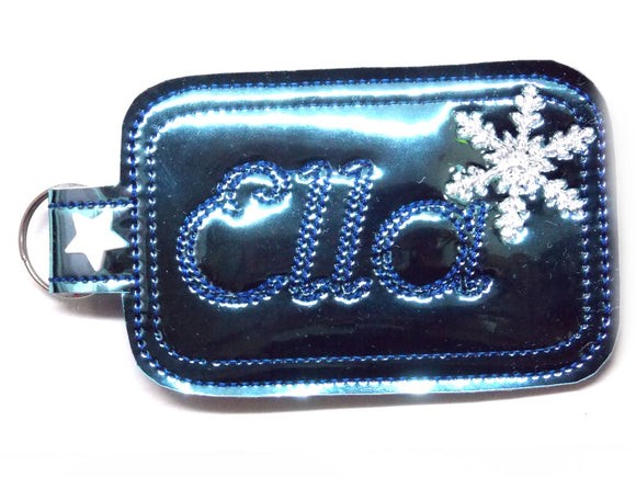 Schneeflocke Schlüsselanhänger Name personalisiert Schlüsselring handgemacht gestickt Wunschname-Homeartist