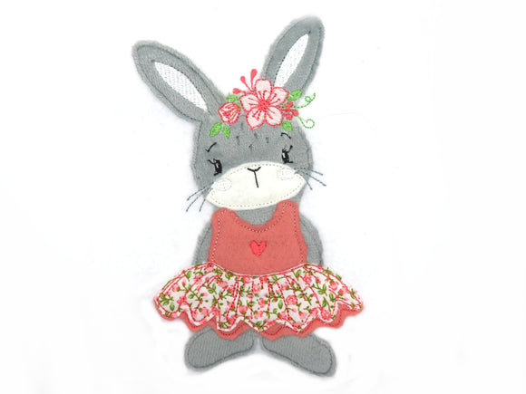 Applikation Hase Ballerina Ballet Plusch Felt Applique - free color choice Aufnäher parche patch Kindermode Kleidung Stickerei