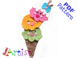 Crochet Applique Pattern - Instant PDF Download - Ice Cream