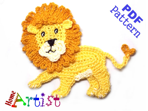 Crochet Pattern - Instant PDF Download - Lion Crochet Applique Pattern applique