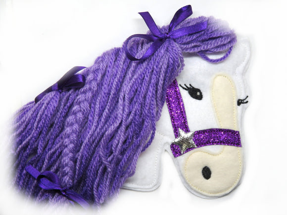 Applikation Pony Pferd Patch  mit Glitter Halfter - Freie Farbwahl