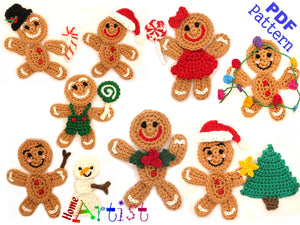 Crochet Pattern - Instant PDF Download - Gingerbread Man Woman Christmas Winter Crochet Applique Pattern